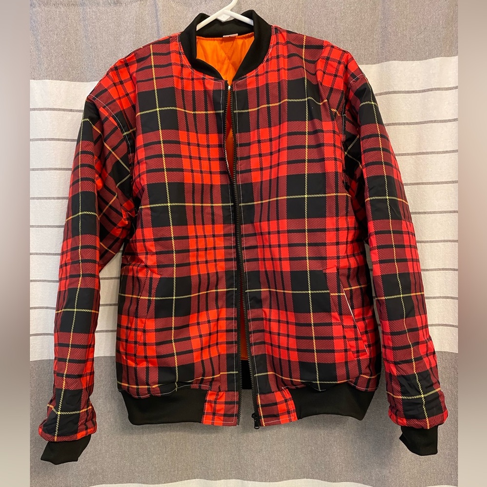 NWOT Red Tartan Puffer Jacket